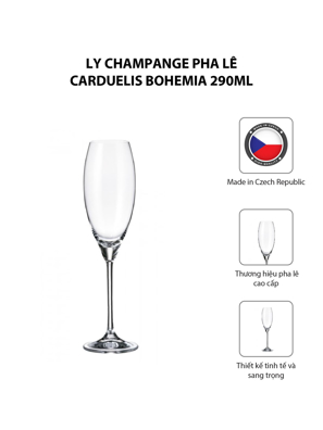Bộ 6 ly champange pha lê Carduelis Bohemia 290ml