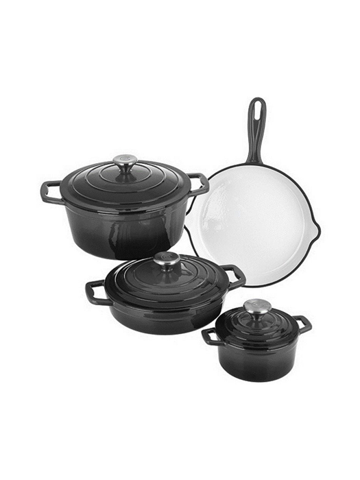 Bộ nồi - chảo gang Xanten tráng men 7 cái (3 nồi, 3 nắp, 1 chảo) màu xám - 067465