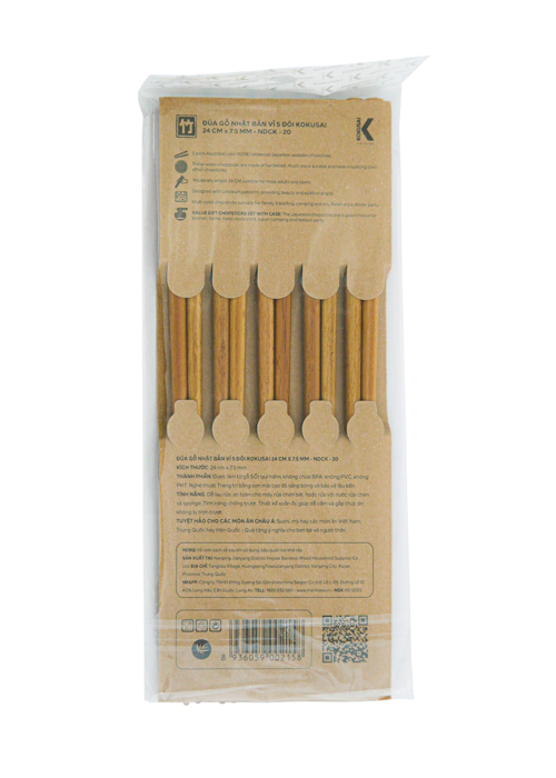 Đũa gỗ Nhật Bản vỉ 5 đôi KOKUSAI NDCK-20