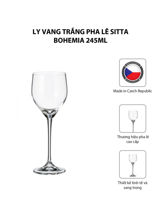 Bộ 6 Ly vang trắng pha lê Sitta Bohemia 245ml - 91L.1SF60.245-B