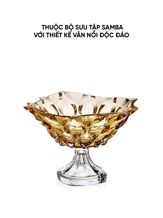 Khay pha lê có chân Samba màu hổ phách Bohemia 305mm - 584690