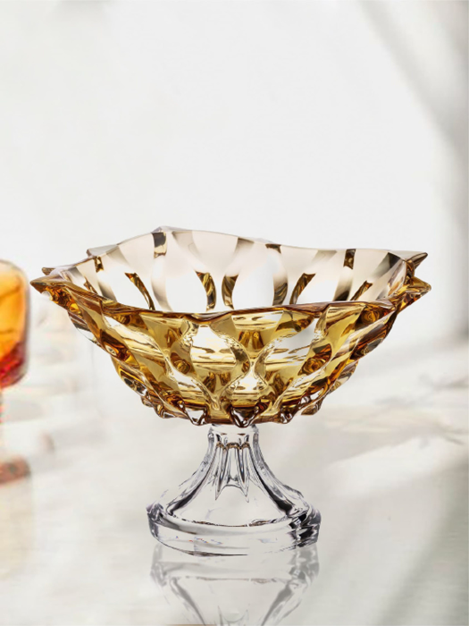 Khay pha lê có chân Samba màu hổ phách Bohemia 305mm - 584690