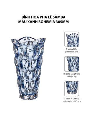 Bình hoa pha lê Samba màu xanh Bohemia 305mm - 584614