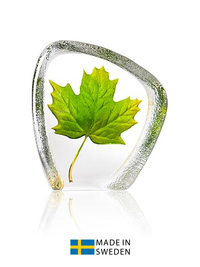 Vật trang trí hình lá phong Maple Leaf xanh bằng pha lê -34208