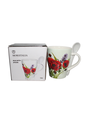 Cốc sứ xương 12 oz kèm muỗng